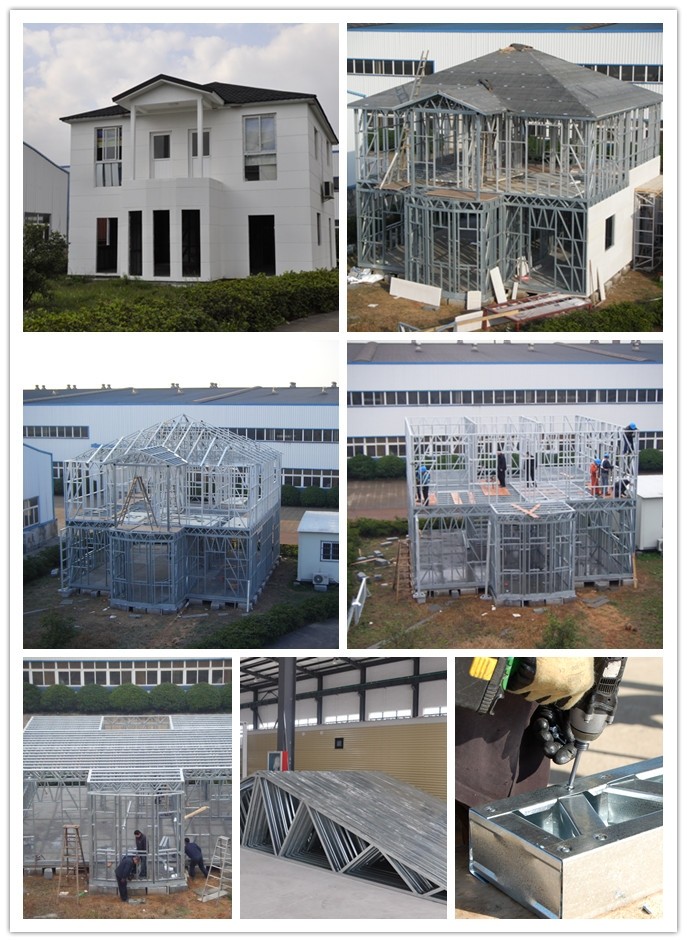 Casa pré-fabricada estrutural de aço do aço do calibre da luz da resistência da casa de campo/tufão